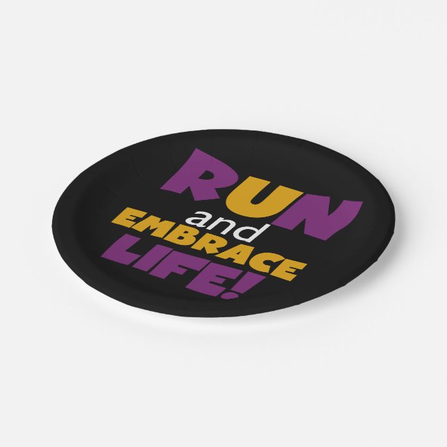 Run Embrace Life Purple Pink Paper Plate (Angled)