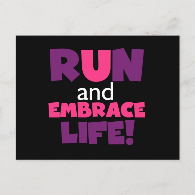 Run Embrace Life Purple Pink Postcard (Front)