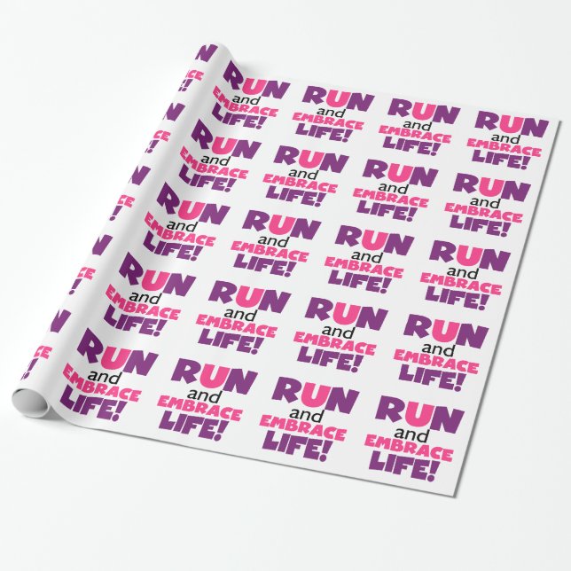 Run Embrace Life Purple Pink Wrapping Paper (Unrolled)
