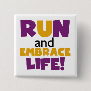 Run Embrace Life Purple Yellow 15 Cm Square Badge
