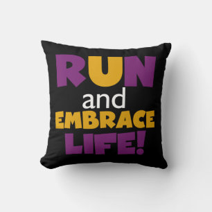 Run Embrace Life Purple Yellow Cushion