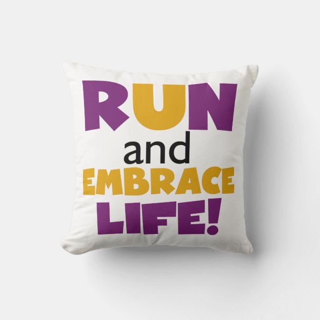 Run Embrace Life Purple Yellow Cushion (Front)