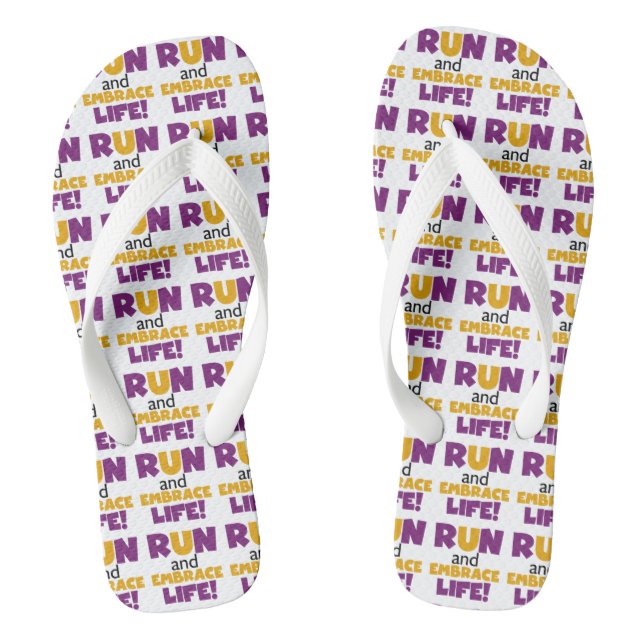 Run Embrace Life Purple Yellow Flip Flops (Footbed)