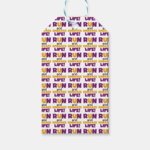 Run Embrace Life Purple Yellow Gift Tags