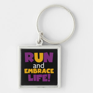 Run Embrace Life Purple Yellow Key Ring