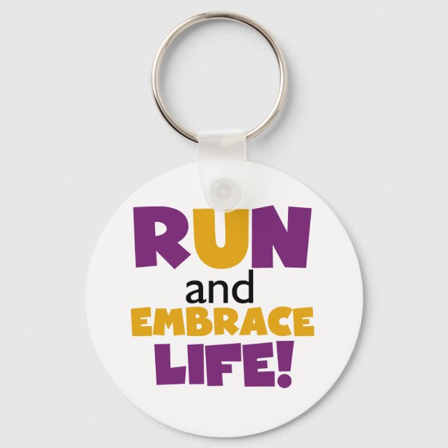 Run Embrace Life Purple Yellow Key Ring (Front)