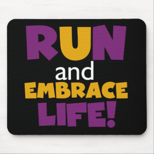 Run Embrace Life Purple Yellow Mouse Mat