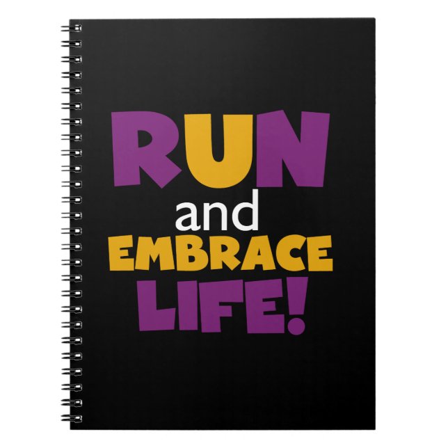 Run Embrace Life Purple Yellow Notebook (Front)