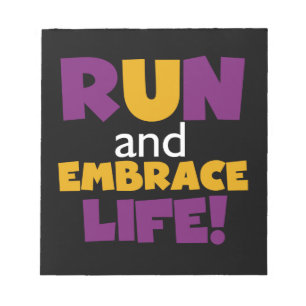 Run Embrace Life Purple Yellow Notepad