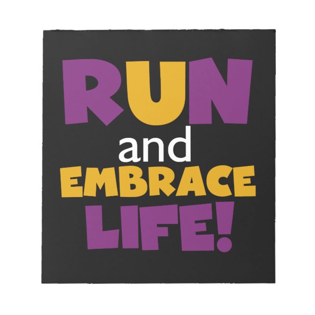Run Embrace Life Purple Yellow Notepad (Front)