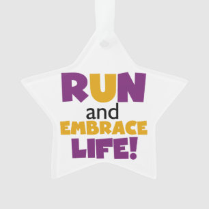 Run Embrace Life Purple Yellow Ornament