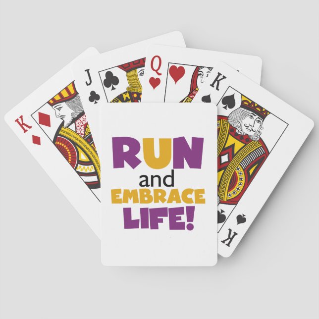 Run Embrace Life Purple Yellow Playing Cards (Back)