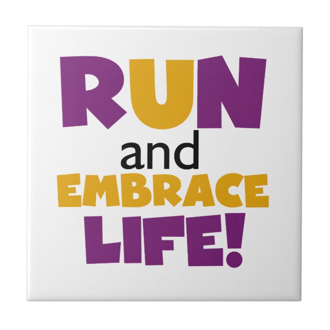 Run Embrace Life Purple Yellow Tile (Front)