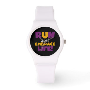 Run Embrace Life Purple Yellow Watch