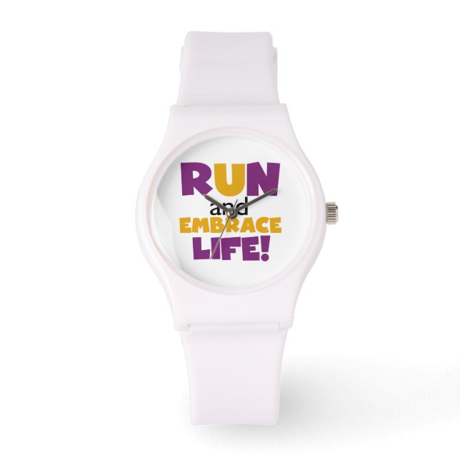 Run Embrace Life Purple Yellow Watch (Front)