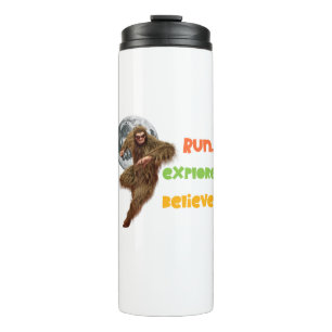 Run, Explore, Believe Funny Bigfoot Thermal Tumbler