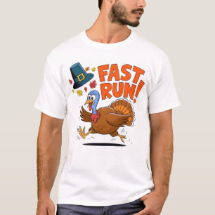 RUN! Fast Turkeys Thanksgiving Family Boys Kids Gi T-Shirt
