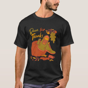 Run for Thanks Nurse Thanksgiving Autumn Leaves ER T-Shirt