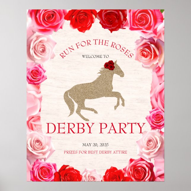  Run for the Roses Derby Party Welcome Poster (Front)