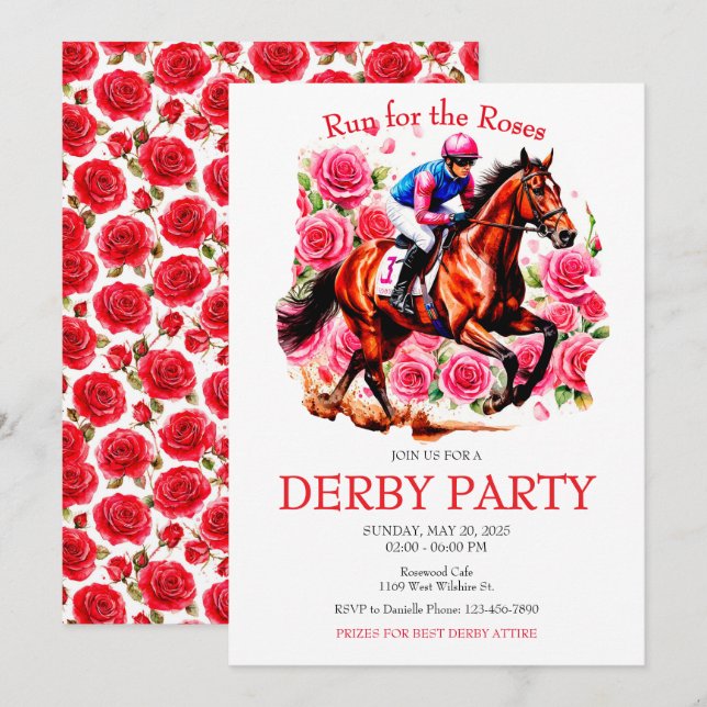 Run for the Roses Horse Derby Party Invitation (Front/Back)