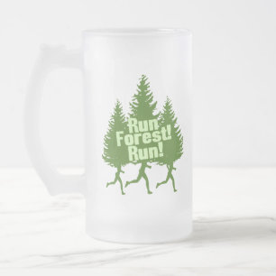 Run Forest Run Frosted Glass Beer Mug