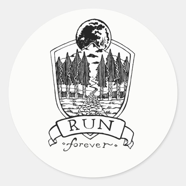 Run Forever Classic Round Sticker (Front)