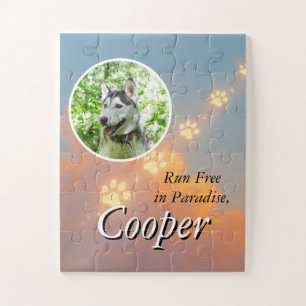 Run Free in Paradise Dog Tribute with Paw Prints Jigsaw Puzzle