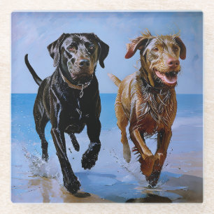 "Run Free, Run Together" Beachside Best Buddies Glass Coaster