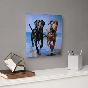"Run Free, Run Together" Beachside Best Buddies Square Wall Clock