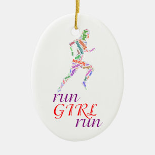Run girl, run ceramic tree decoration