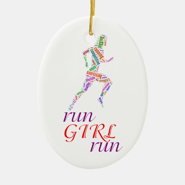 Run girl, run ceramic tree decoration (Front)