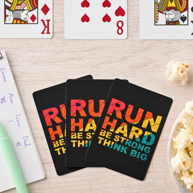Run Hard, Be Strong Fitness Motivation Art Playing Cards (Creator Uploaded)