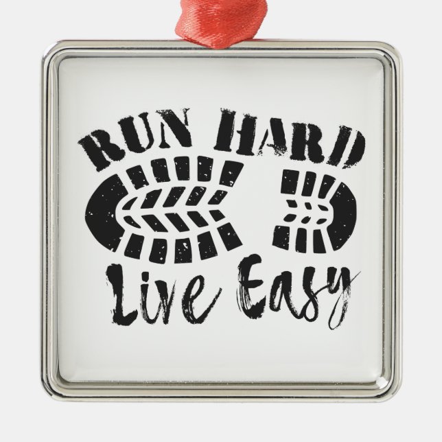 Run Hard, Live Easy Metal Tree Decoration (Front)