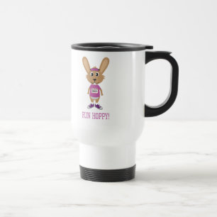 Run Hoppy! Bunny Runner in Pink Travel Mug