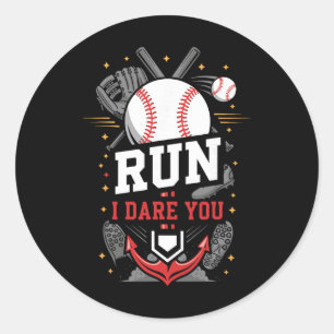 Run I Dare You Sell Catcher Softll Player  Classic Round Sticker