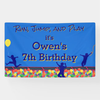 Run, Jump, and Play Obstacle Course Birthday Banner