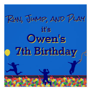 Run, Jump, and Play Obstacle Course Birthday Poster