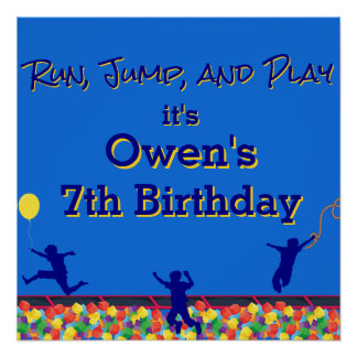 Run, Jump, and Play Obstacle Course Birthday Poster