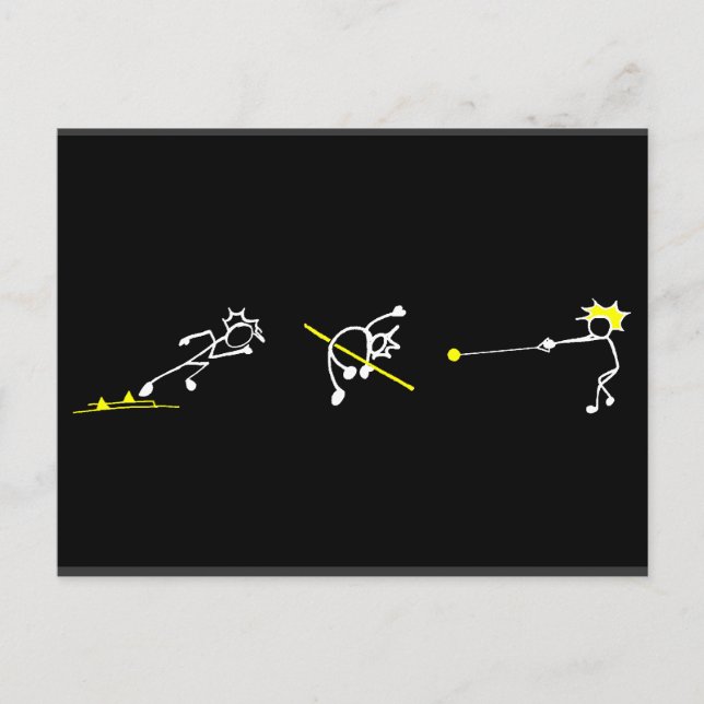 Run Jump Throw Stickman Track& Field Athletics Postcard (Front)
