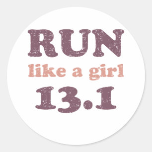 Run like a girl 13.1 classic round sticker