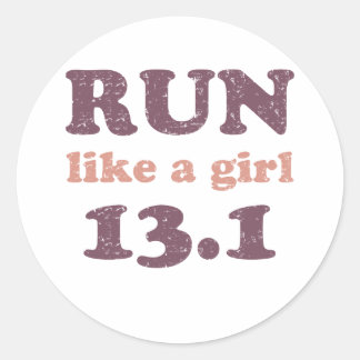 Run like a girl 13.1 classic round sticker