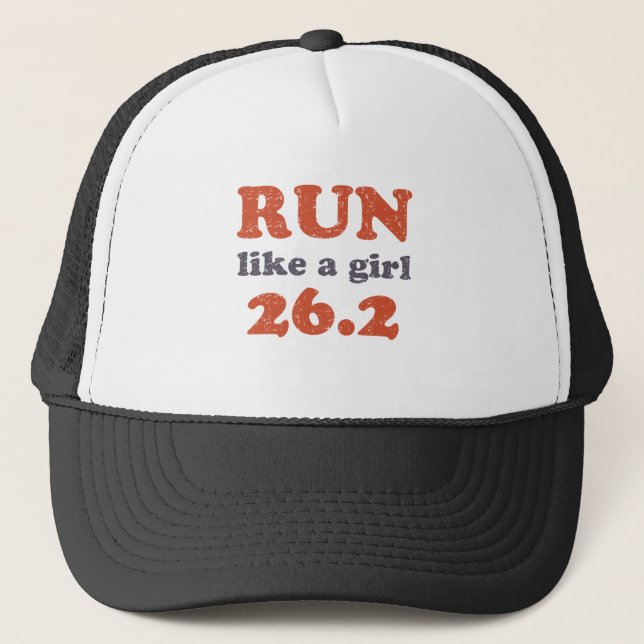Run like a girl 26.2 trucker hat (Front)