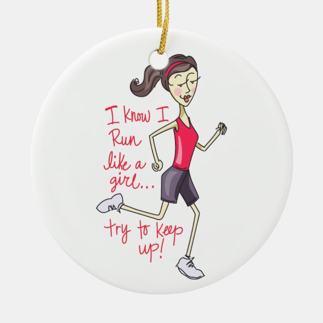 Run Like a Girl Ceramic Tree Decoration (Front)