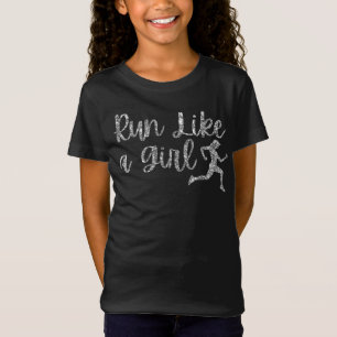 Run Like A Girl Runner Glitter T-Shirt