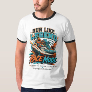 Run Like Legend Pace Mode Retro Running Shoe Art T-Shirt