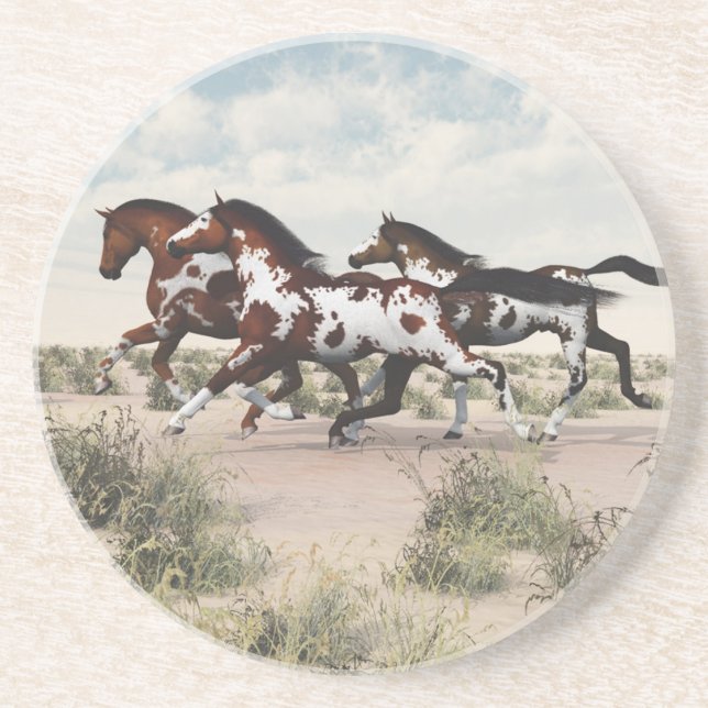 Run Like the Wind - Galloping Paint Horses Coaster (Front)
