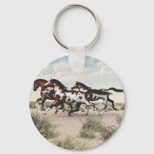 Run Like the Wind - Galloping Paint Horses Key Ring