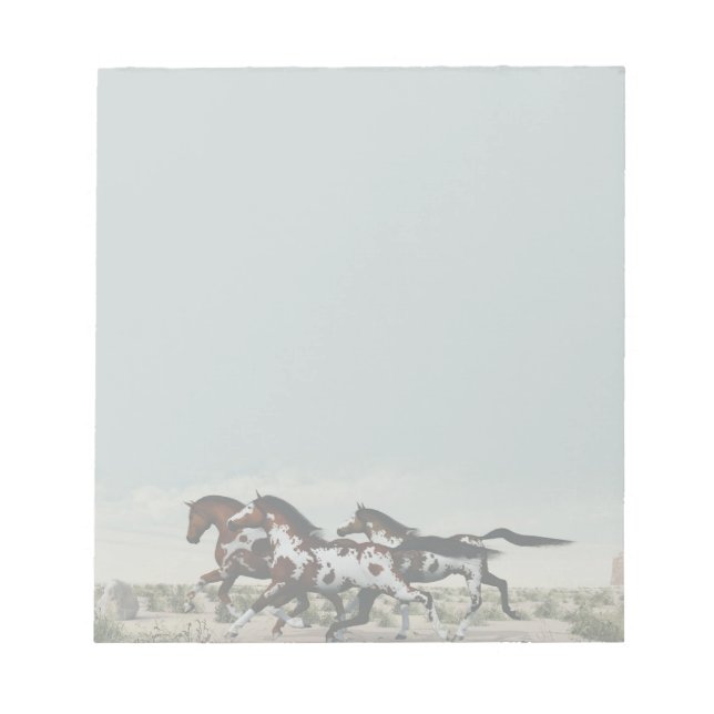 Run Like the Wind - Galloping Paint Horses Notepad (Front)
