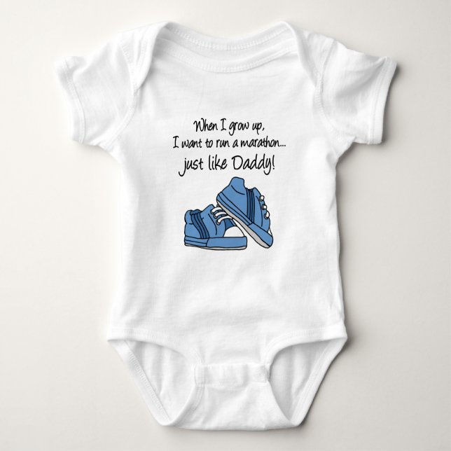 Run Marathon Just Like Daddy Baby Bodysuit (Front)
