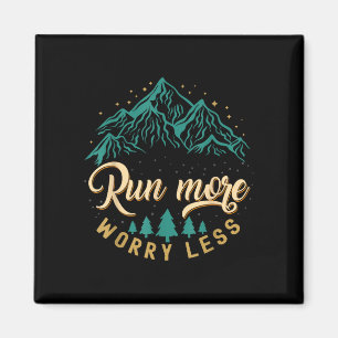 Run more worry less running and jogging vintage magnet